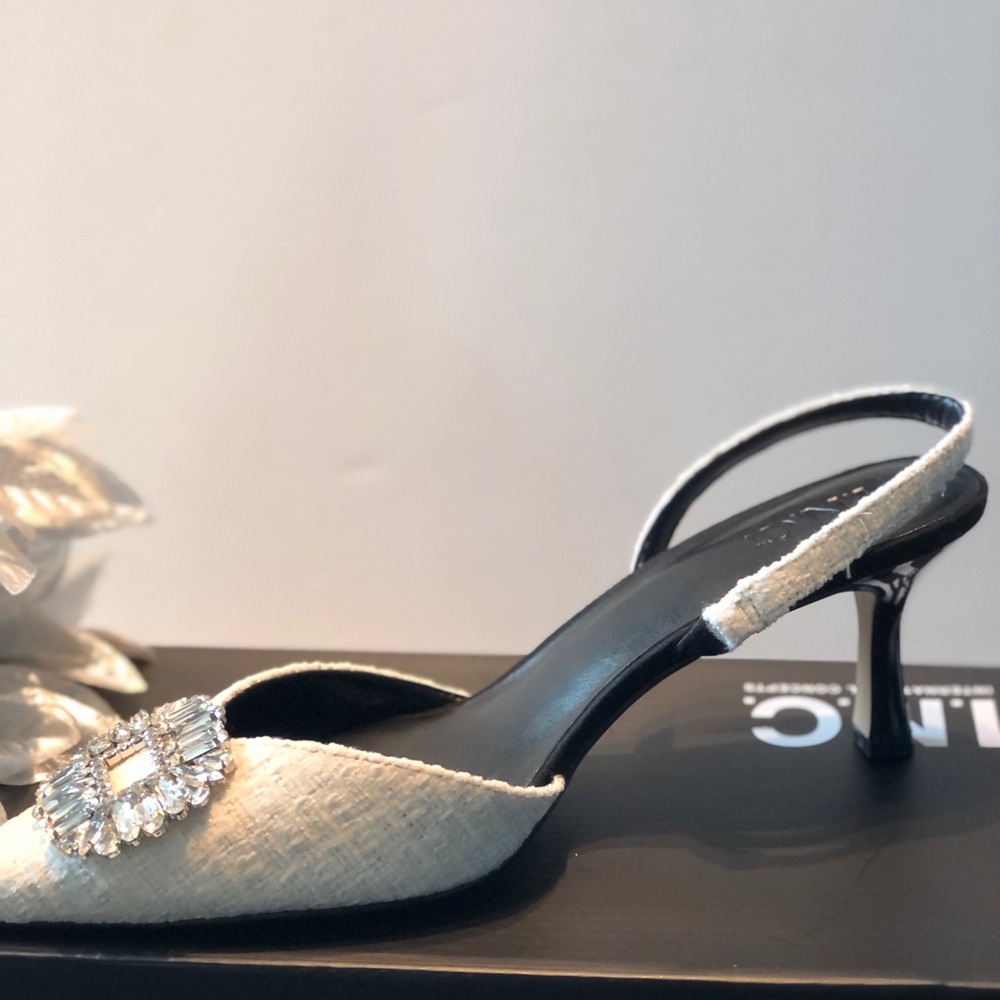 INC International Concepts White Slingback Heels